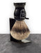Parker - Black Handle Silver Tip Badger Brush with Stand - New England Shaving Company