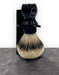 Parker - Black Mug Silver Tip Badger Brush with Stand - New England Shaving Company