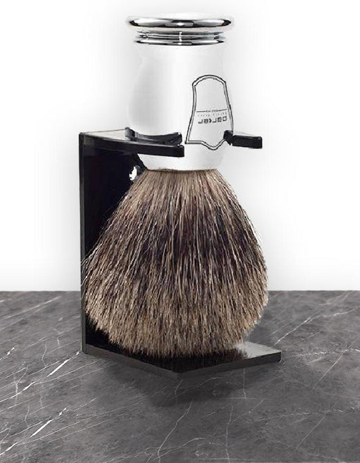 Parker - Chrome Handle Pure Badger Brush with Stand - New England Shaving Company