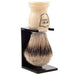 Parker - Faux Ivory Handle Silver Tip Badger Brush with Stand - New England Shaving Company