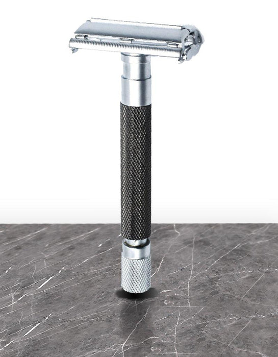 Parker Butterfly Open Long Handle Safety Razor 74R - Graphite - New England Shaving Company