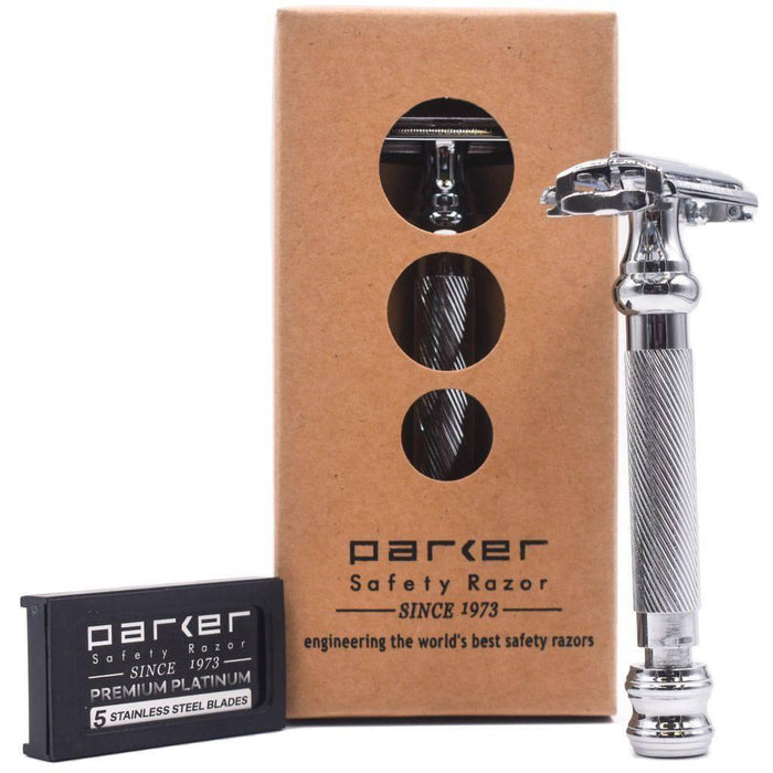 Parker - Super Heavyweight Butterfly Safety Razor 99R - Chrome - New England Shaving Company