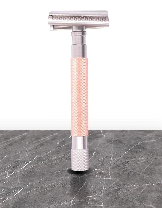 Parker Semi Slant 3 Piece Safety Razor 55SL - Rose Gold - New England Shaving Company