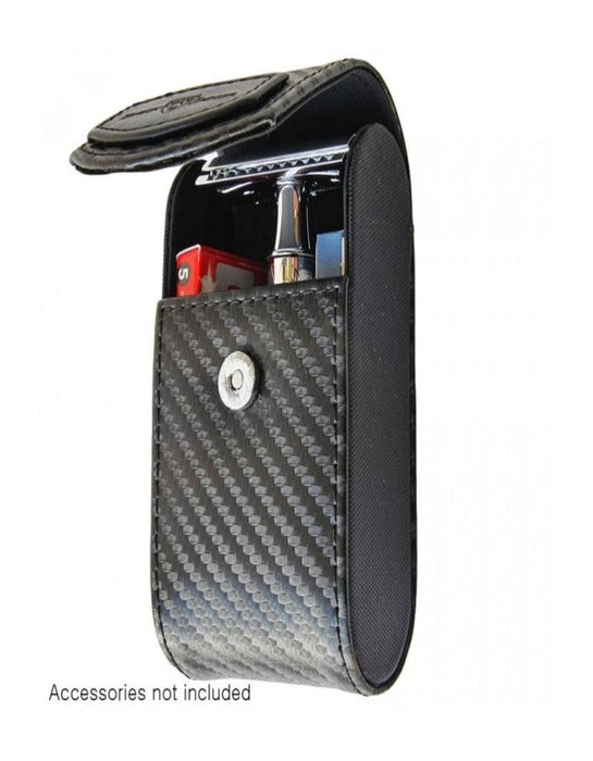 Edwin Jagger - Travel Case for Safety Razor - Carbon Fiber Texture - RT8 - New England Shaving Company