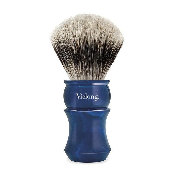 Vielong Seven Two Band Badger Hair Shaving Brush with Water Blue Handle - New England Shaving Company