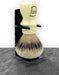 Parker - White Mug Silver Tip Badger Brush with Stand - New England Shaving Company